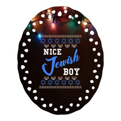 Nice Jewish Boy Hanukkah Jew Chanukah Menorah Ceramic Oval Ornament