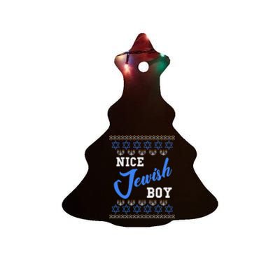 Nice Jewish Boy Hanukkah Jew Chanukah Menorah Ceramic Tree Ornament