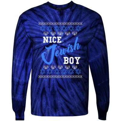 Nice Jewish Boy Hanukkah Jew Chanukah Menorah Tie-Dye Long Sleeve Shirt