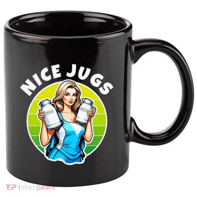 Nice Jugs. Cheerleader Milkmaid. Pitcher Holding Fun 11oz C Handle Ceramic Mug