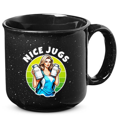 Nice Jugs. Cheerleader Milkmaid. Pitcher Holding Fun 15oz Campfire Ceramic Mug