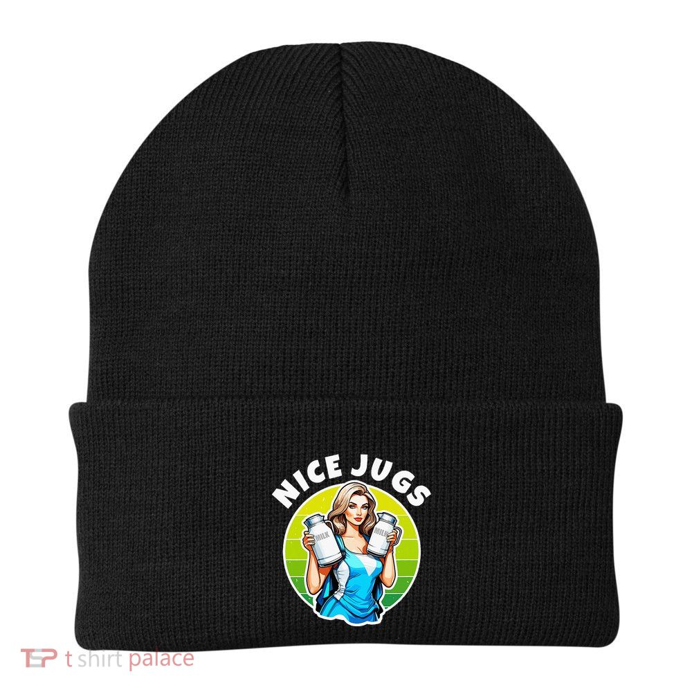 Nice Jugs. Cheerleader Milkmaid. Pitcher Holding Fun Beanie