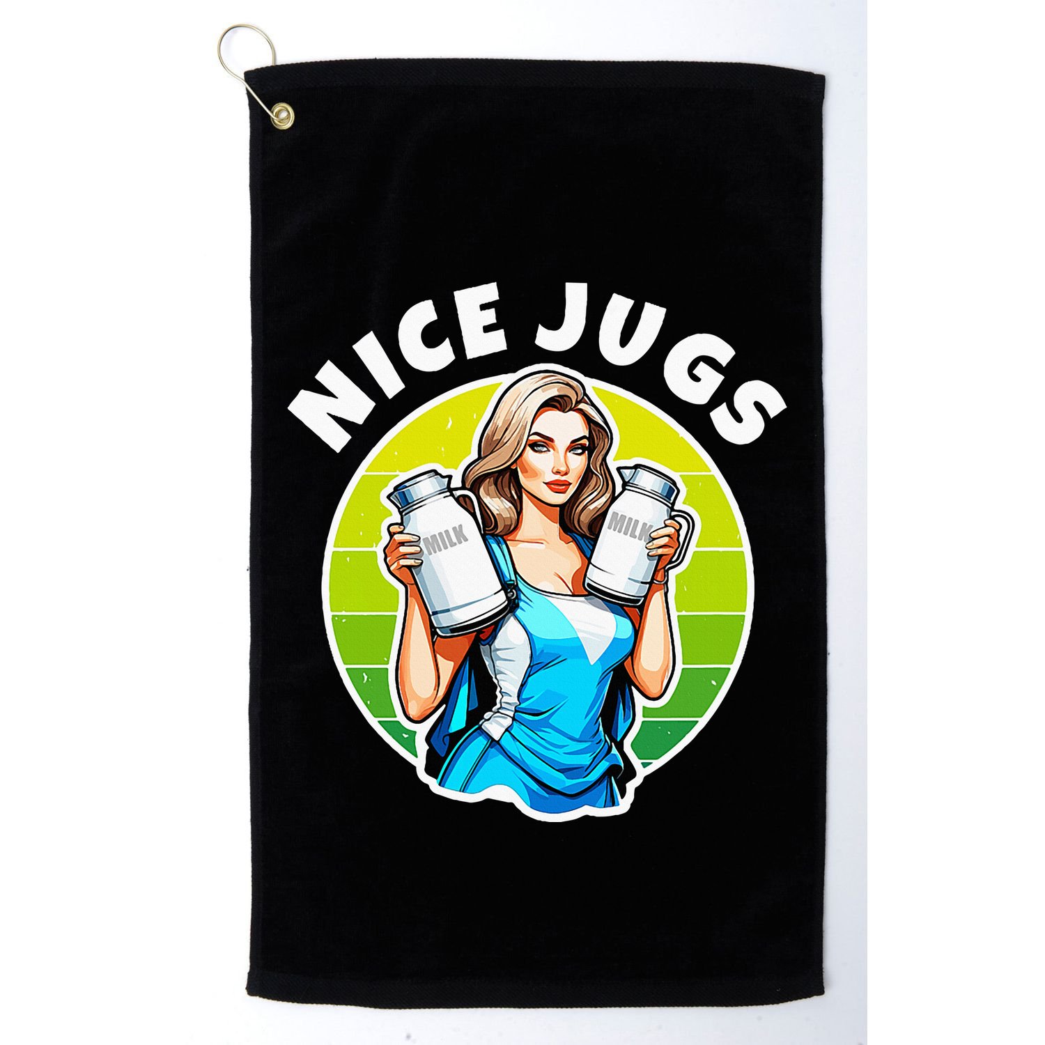 Nice Jugs. Cheerleader Milkmaid. Pitcher Holding Fun Golf Towel