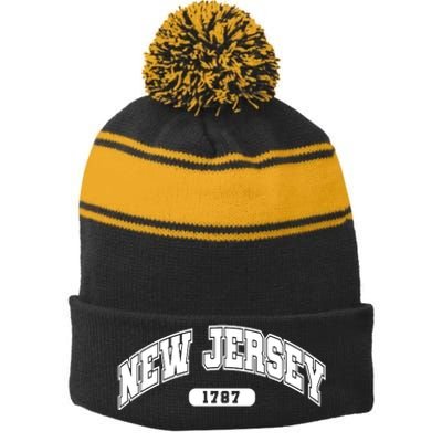 New Jersey Collegiate Style 1787 Stripe Pom Pom Beanie