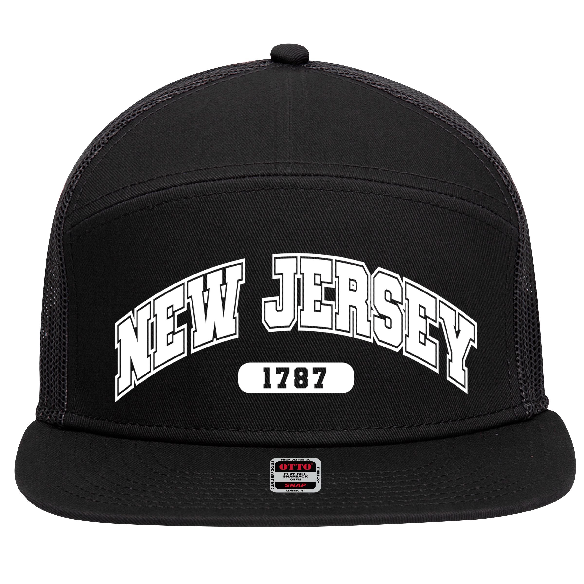 New Jersey Collegiate Style 1787 7 Panel Mesh Trucker Snapback Hat