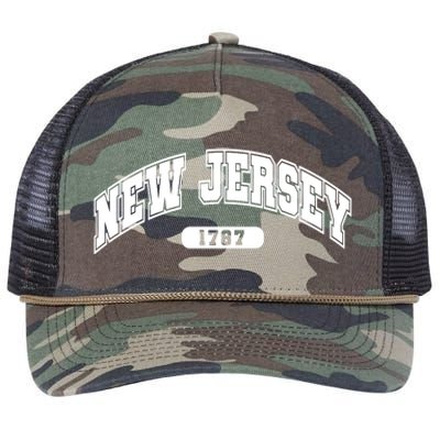 New Jersey Collegiate Style 1787 Retro Rope Trucker Hat Cap