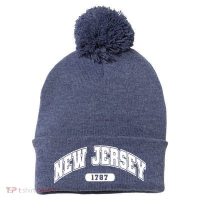 New Jersey Collegiate Style 1787 Pom Pom 12in Knit Beanie
