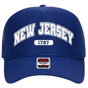 New Jersey Collegiate Style 1787 High Crown Mesh Back Trucker Hat