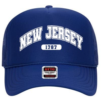 New Jersey Collegiate Style 1787 High Crown Mesh Back Trucker Hat