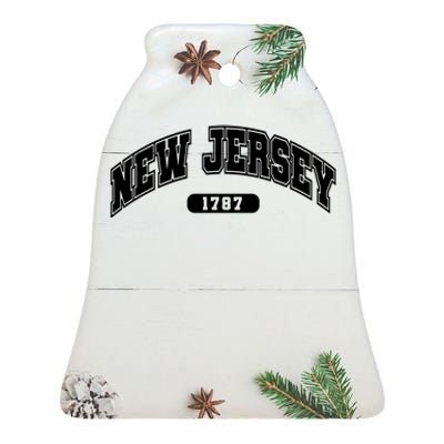 New Jersey Collegiate Style 1787 Ceramic Bell Ornament