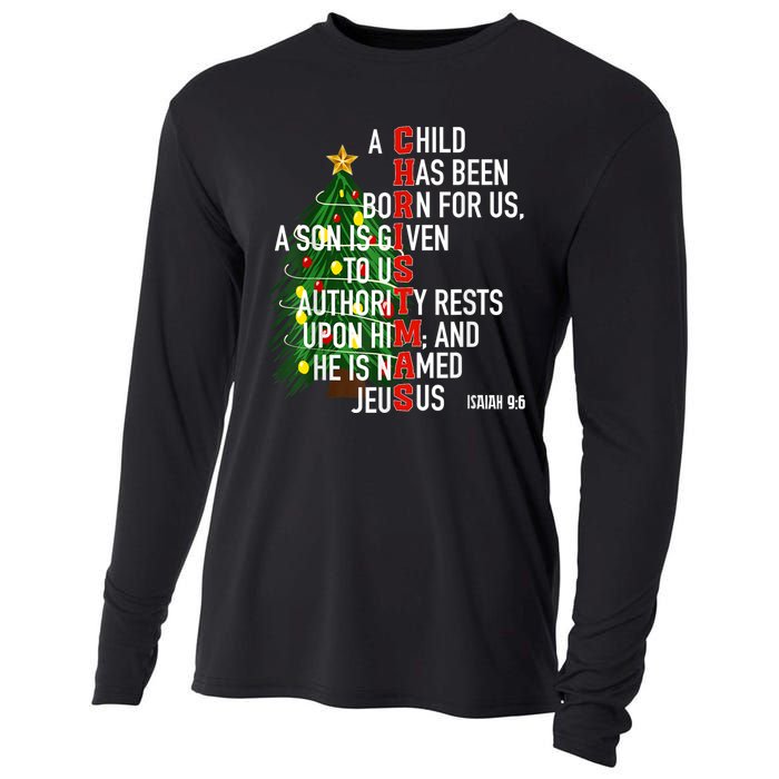 Nativity Jesus Christian Bible Verse Christmas Tree Lights Cooling Performance Long Sleeve Crew