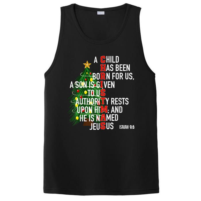 Nativity Jesus Christian Bible Verse Christmas Tree Lights PosiCharge Competitor Tank