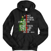 Nativity Jesus Christian Bible Verse Christmas Tree Lights Tie Dye Hoodie