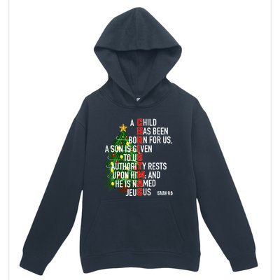 Nativity Jesus Christian Bible Verse Christmas Tree Lights Urban Pullover Hoodie