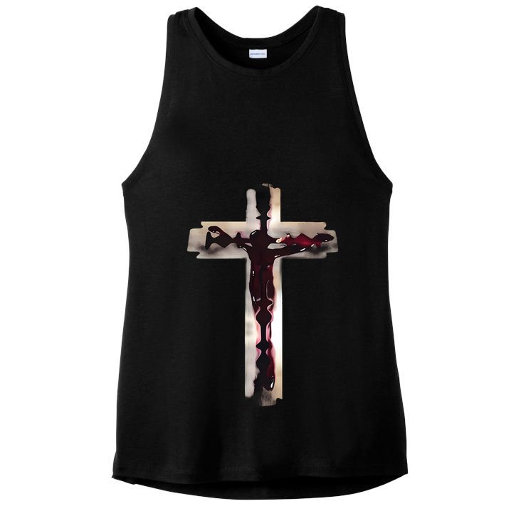 Nawafer Jesus Cross Razorblade Ladies PosiCharge Tri-Blend Wicking Tank