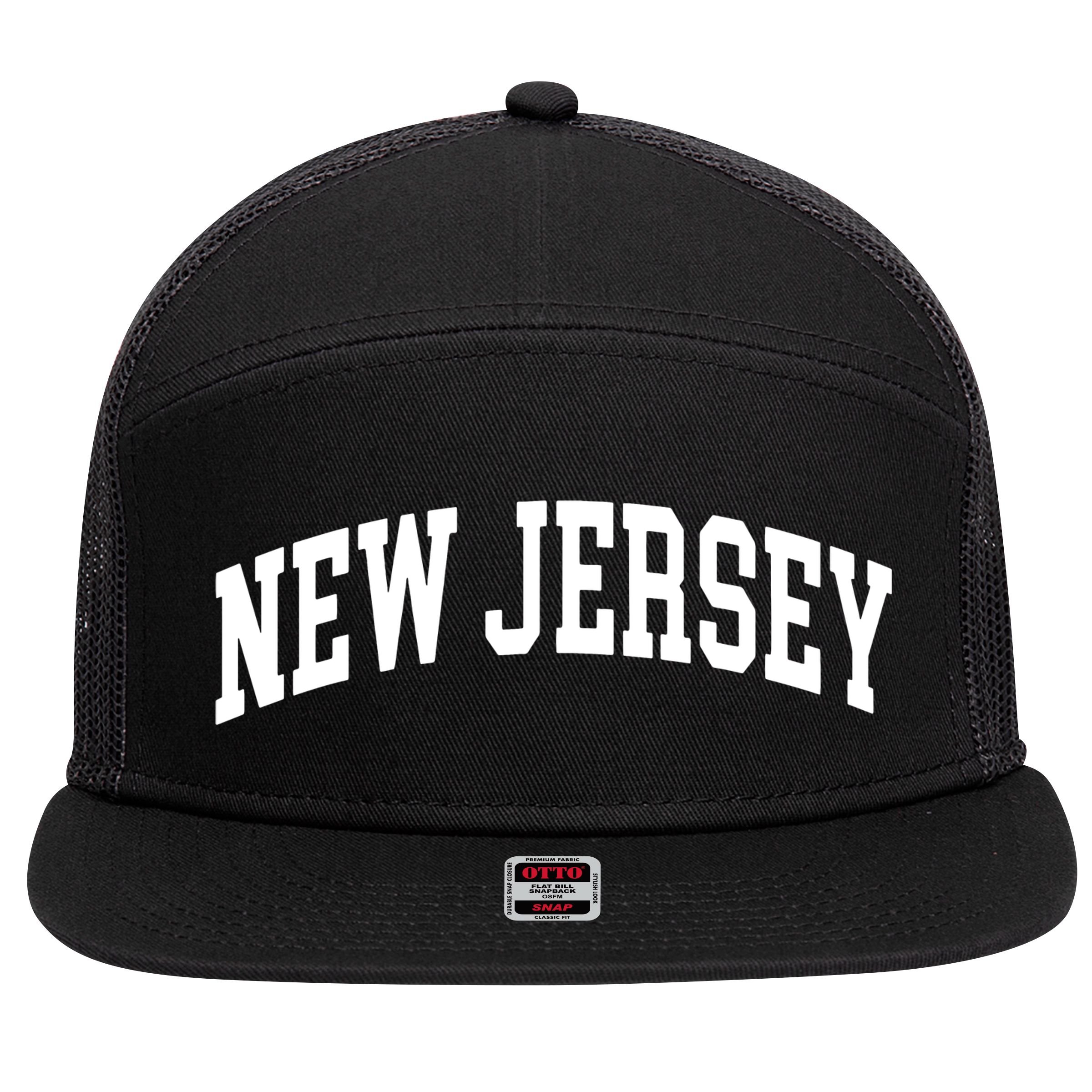 New Jersey Classic Text 7 Panel Mesh Trucker Snapback Hat