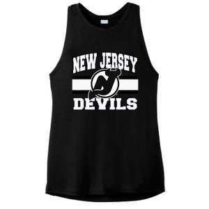 New Jersey Devils Stripe Red Ladies PosiCharge Tri-Blend Wicking Tank