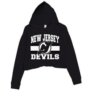 New Jersey Devils Stripe Red Crop Fleece Hoodie