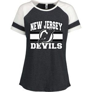 New Jersey Devils Stripe Red Enza Ladies Jersey Colorblock Tee