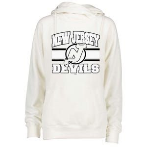 New Jersey Devils Stripe Red Womens Funnel Neck Pullover Hood