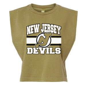 New Jersey Devils Stripe Red Garment-Dyed Women's Muscle Tee