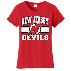 New Jersey Devils Stripe Red Women's T-Shirt