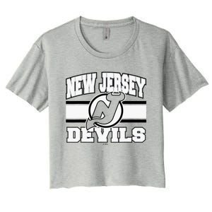 New Jersey Devils Stripe Red Women's Crop Top Tee