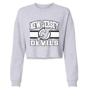 New Jersey Devils Stripe Red Cropped Pullover Crew