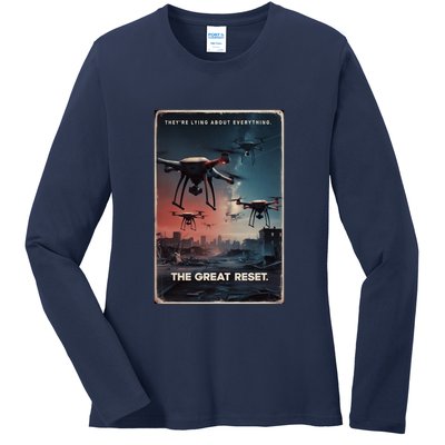 New Jersey Drones Ufo Uap Project Bluebeam Ladies Long Sleeve Shirt