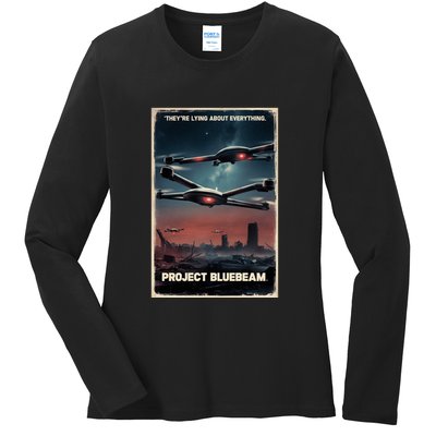 New Jersey Drones Ufo Uap Project Bluebeam Ladies Long Sleeve Shirt