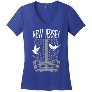 New Jersey Disc Golf Player Breaking Chains Birdie Meaningful Gift Women's V-Neck T-Shirt