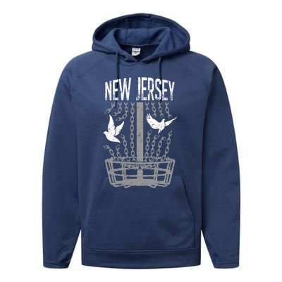 New Jersey Disc Golf Player Breaking Chains Birdie Meaningful Gift Performance Fleece Hoodie