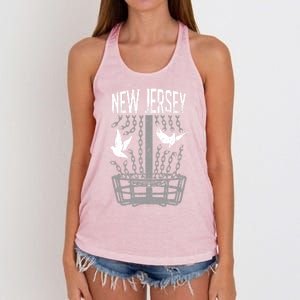 New Jersey Disc Golf Player Breaking Chains Birdie Meaningful Gift Women's Knotted Racerback Tank