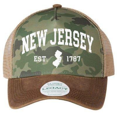 New Jersey Est 1787 Distressed Worn Legacy Tie Dye Trucker Hat