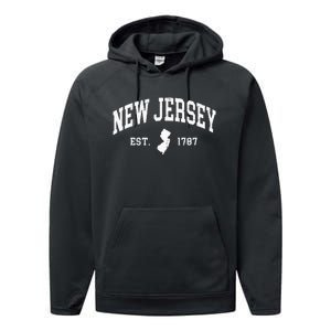 New Jersey Est 1787 Distressed Worn Performance Fleece Hoodie