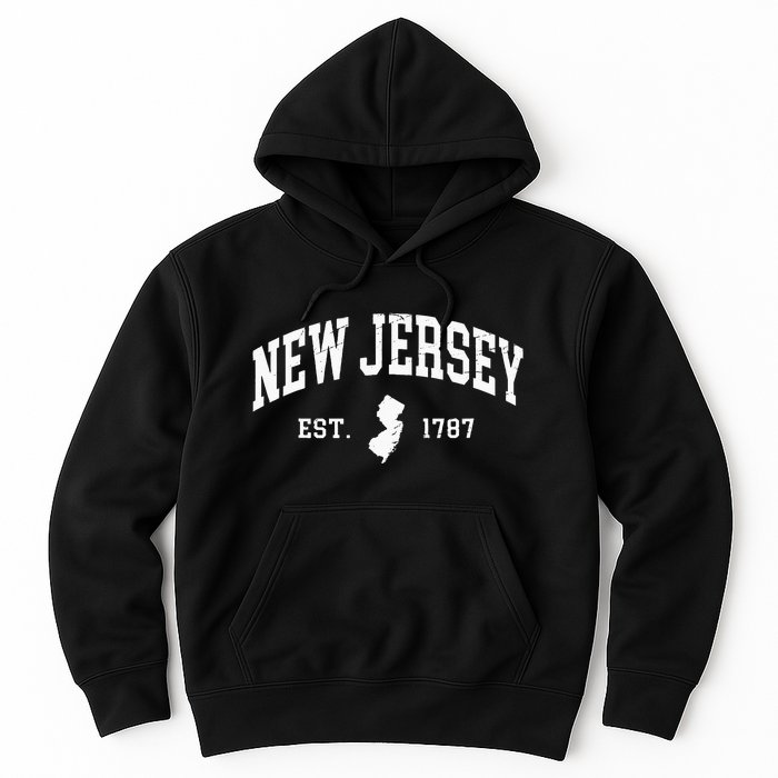 New Jersey Est 1787 Distressed Worn Hoodie