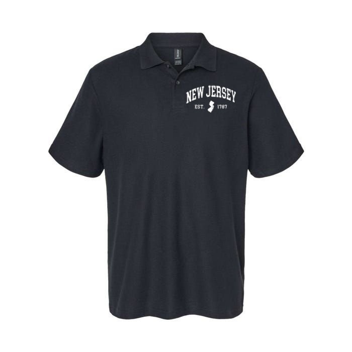 New Jersey Est 1787 Distressed Worn Softstyle Adult Sport Polo