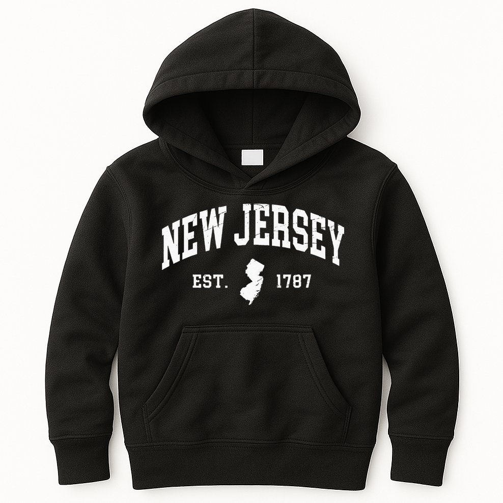 New Jersey Est 1787 Distressed Worn Kids Hoodie