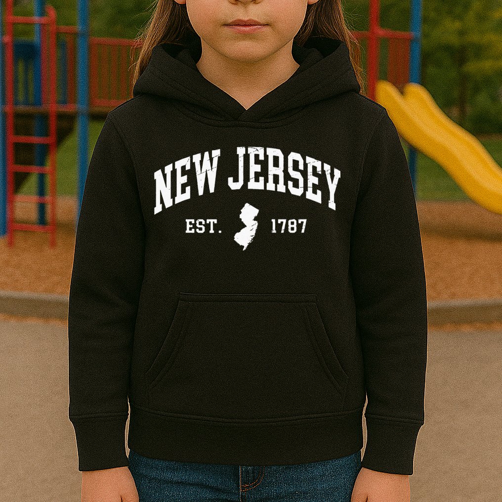 New Jersey Est 1787 Distressed Worn Kids Hoodie