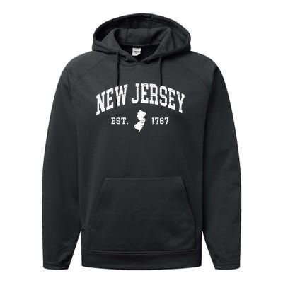 New Jersey Est. 1787 Distressed Worn Design Classic Performance Fleece Hoodie