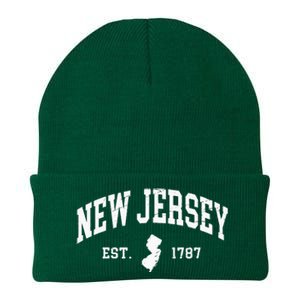 New Jersey Est 1787 Distressed Worn Design Classic Knit Cap Winter Beanie