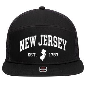 New Jersey Est 1787 Distressed Worn Design Classic 7 Panel Mesh Trucker Snapback Hat