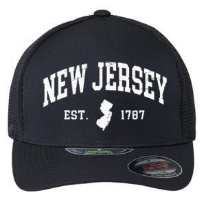 New Jersey Est 1787 Distressed Worn Design Classic Flexfit Unipanel Trucker Cap