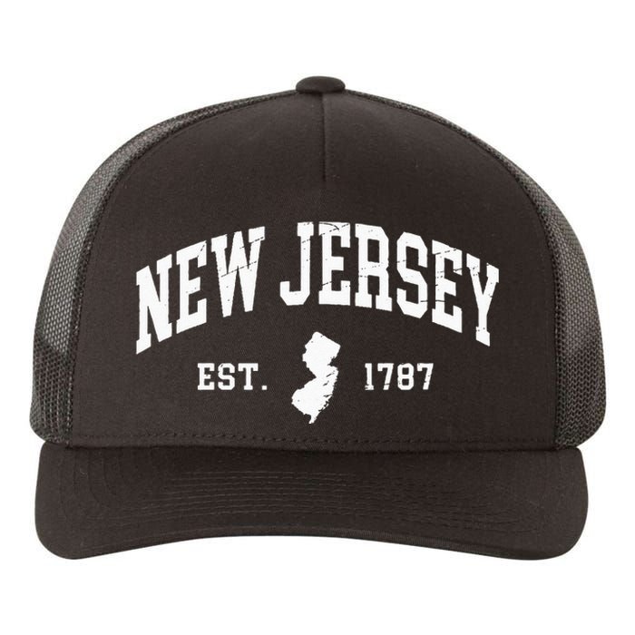 New Jersey Est 1787 Distressed Worn Design Classic Yupoong Adult 5-Panel Trucker Hat