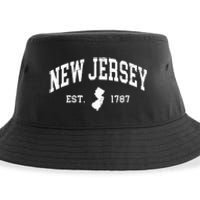 New Jersey Est 1787 Distressed Worn Design Classic Sustainable Bucket Hat