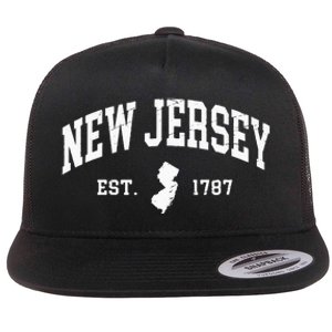 New Jersey Est 1787 Distressed Worn Design Classic Flat Bill Trucker Hat