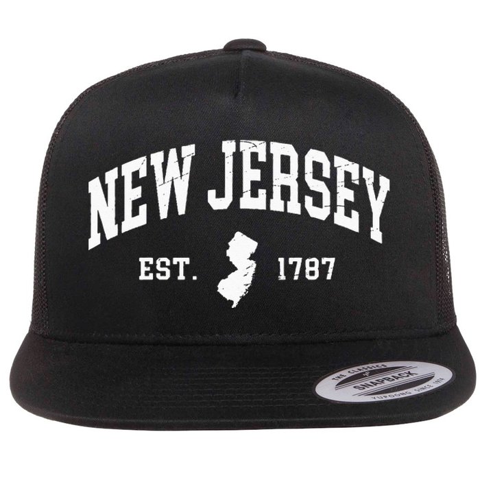 New Jersey Est 1787 Distressed Worn Design Classic Flat Bill Trucker Hat