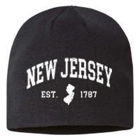 New Jersey Est 1787 Distressed Worn Design Classic Sustainable Beanie