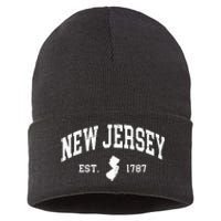 New Jersey Est 1787 Distressed Worn Design Classic Sustainable Knit Beanie