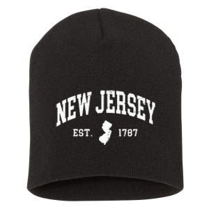 New Jersey Est 1787 Distressed Worn Design Classic Short Acrylic Beanie